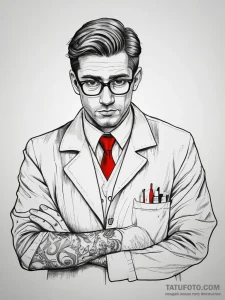 Tattoo sketch chemist a person with a lab coa... - эскиз тату (№1757653977_0, 12.09.2025 05:12) — Tatufoto.com