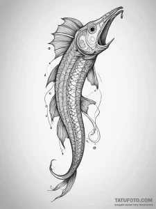 Tattoo sketch trumpetfish, ink illustration f... - эскиз тату (№1757655715_0, 12.09.2025 05:41) — Tatufoto.com