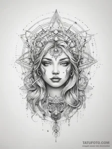 Tattoo sketch cosmic being - эскиз тату (№1757658029_0, 12.09.2025 06:20) — Tatufoto.com