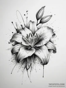 Tattoo sketch lily in a watercolor style, tat... - эскиз тату (№1757659387_0, 12.09.2025 06:43) — Tatufoto.com