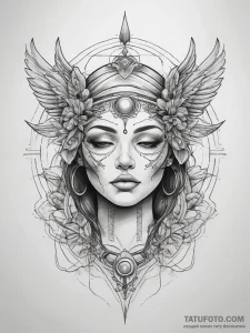 Tattoo sketch oasis, ink illustration for tat... - эскиз тату (№1757660552_0, 12.09.2025 07:02) — Tatufoto.com