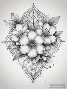Tattoo sketch apple blossom branch, tattoo li... - эскиз тату (№1757660940_0, 12.09.2025 07:09) — Tatufoto.com