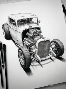 Tattoo sketch hot rod exhaust - эскиз тату (№1757661715_0, 12.09.2025 07:21) — Tatufoto.com