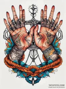 Tattoo sketch hands with a rope, tattoo flash... - эскиз тату (№1757662106_0, 12.09.2025 07:28) — Tatufoto.com