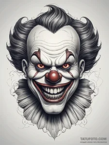 Tattoo sketch laughing clown, concept art for... - эскиз тату (№1757666202_0, 12.09.2025 08:36) — Tatufoto.com