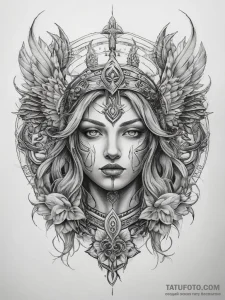 Tattoo sketch blessed protector - эскиз тату (№1757666593_0, 12.09.2025 08:43) — Tatufoto.com