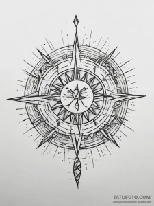 Tattoo sketch slavic sun symbol with a bird,... - эскиз тату (№1757667957_0, 12.09.2025 09:05) — Tatufoto.com
