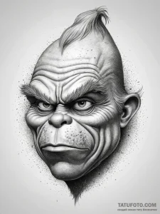 Tattoo sketch the grinch with a nose, tattoo... - эскиз тату (№1757668734_0, 12.09.2025 09:18) — Tatufoto.com