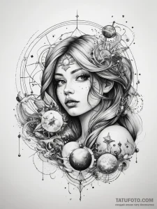Tattoo sketch cosmic story - эскиз тату (№1757669516_0, 12.09.2025 09:31) — Tatufoto.com