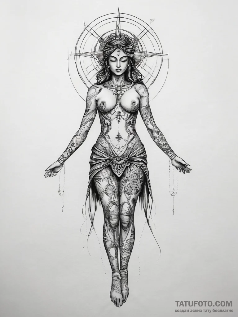 Tattoo sketch a spiritual figure, tattoo sket... - эскиз тату (№1757669712_0, 12.09.2025 09:35) — Tatufoto.com