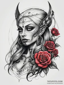 Tattoo sketch dark elf in shadow, tattoo line... - эскиз тату (№1757679633_0, 12.09.2025 12:20) — Tatufoto.com