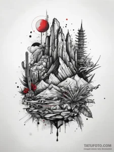 Tattoo sketch desert, ink illustration for ta... - эскиз тату (№1757680407_0, 12.09.2025 12:33) — Tatufoto.com