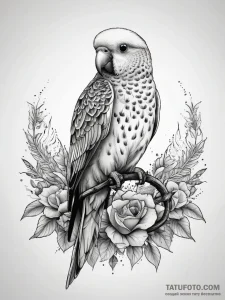 Tattoo sketch budgerigar, tattoo drawing outl... - эскиз тату (№1757680800_0, 12.09.2025 12:40) — Tatufoto.com