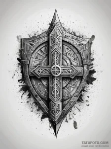 Tattoo sketch tiwaz rune on a viking shield,... - эскиз тату (№1757683545_0, 12.09.2025 13:25) — Tatufoto.com
