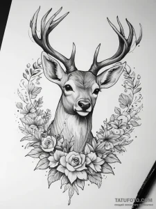 Tattoo sketch elegant doe tattoo - эскиз тату (№1757683942_0, 12.09.2025 13:32) — Tatufoto.com