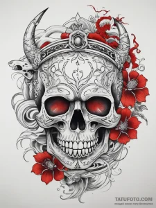 Tattoo sketch узор в виде черепа с короной, c... - эскиз тату (№1757685367_0, 12.09.2025 13:56) — Tatufoto.com
