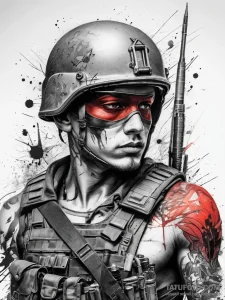 Tattoo sketch soldier with a needle, concept... - эскиз тату (№1757686231_0, 12.09.2025 14:10) — Tatufoto.com