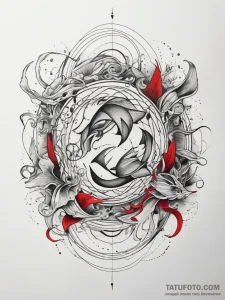 Tattoo sketch pisces zodiac symbol, ink illus... - эскиз тату (№1757687201_0, 12.09.2025 14:26) — Tatufoto.com