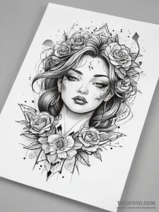Tattoo sketch cards falling - эскиз тату (№1757687787_0, 12.09.2025 14:36) — Tatufoto.com