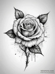 Tattoo sketch a rose with thorns - эскиз тату (№1757689347_0, 12.09.2025 15:02) — Tatufoto.com