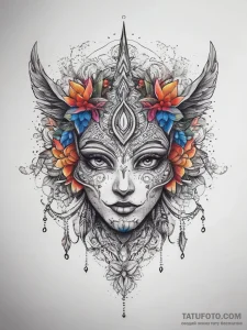 Tattoo sketch blessed portrayal, artistic tat... - эскиз тату (№1757689933_0, 12.09.2025 15:12) — Tatufoto.com