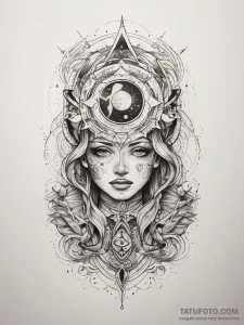 Tattoo sketch cosmic tale, tattoo line art, s... - эскиз тату (№1757690905_0, 12.09.2025 15:28) — Tatufoto.com
