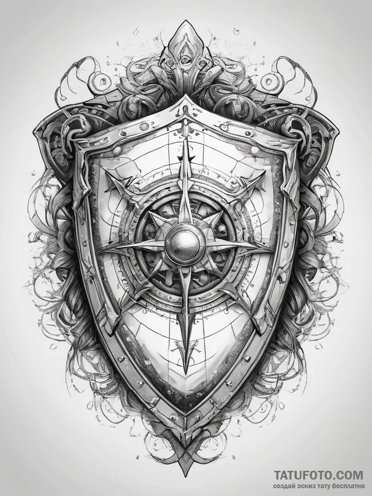 Tattoo sketch magical shield - эскиз тату (№1757692663_0, 12.09.2025 15:57) — Tatufoto.com