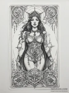 Tattoo sketch tarot card strength - эскиз тату (№1757693246_0, 12.09.2025 16:07) — Tatufoto.com