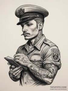 Tattoo sketch soldier with a book, tattoo fla... - эскиз тату (№1757694027_0, 12.09.2025 16:20) — Tatufoto.com