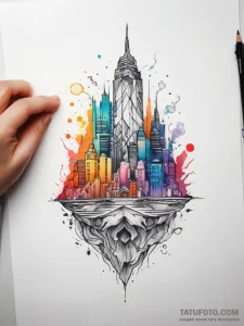 Tattoo sketch graphic город, tattoo drawing o... - эскиз тату (№1757698123_0, 12.09.2025 17:28) — Tatufoto.com
