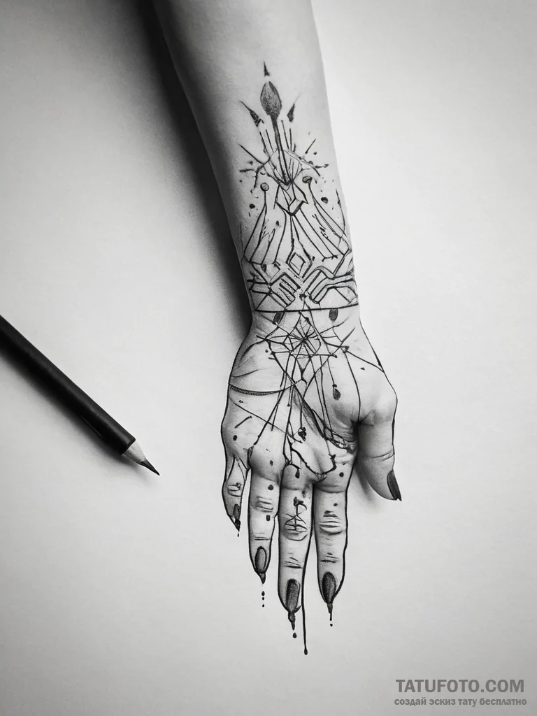 Tattoo sketch hands with a pen, tattoo line a... - эскиз тату (№1757698330_0, 12.09.2025 17:32) — Tatufoto.com