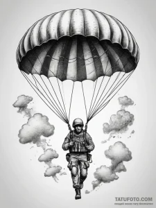 Tattoo sketch paratrooper with a parachute, c... - эскиз тату (№1757699114_0, 12.09.2025 17:45) — Tatufoto.com