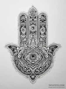 Tattoo sketch hamsa hand, concept art for tat... - эскиз тату (№1757699503_0, 12.09.2025 17:51) — Tatufoto.com