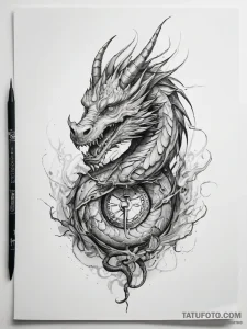 Tattoo sketch dragon - эскиз тату (№1757699696_0, 12.09.2025 17:54) — Tatufoto.com