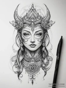 Tattoo sketch spiritual character - эскиз тату (№1757701075_0, 12.09.2025 18:17) — Tatufoto.com