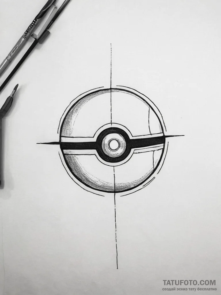 Tattoo sketch pokemon pokeball, concept art f... - эскиз тату (№1757701462_0, 12.09.2025 18:24) — Tatufoto.com