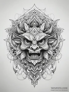 Tattoo sketch monster with a flower, tattoo f... - эскиз тату (№1757706203_0, 12.09.2025 19:43) — Tatufoto.com