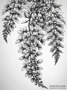 Tattoo sketch wisteria flower, concept art fo... - эскиз тату (№1757706782_0, 12.09.2025 19:53) — Tatufoto.com