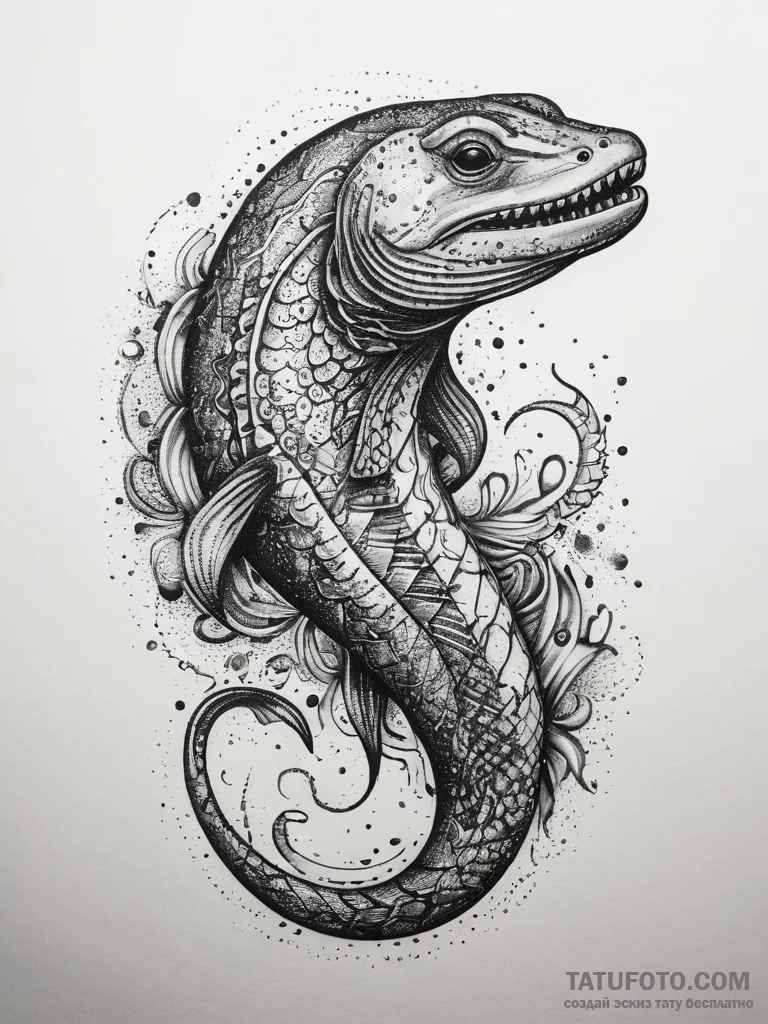 Tattoo sketch electric eel, tattoo flash shee... - эскиз тату (№1757708153_0, 12.09.2025 20:15) — Tatufoto.com