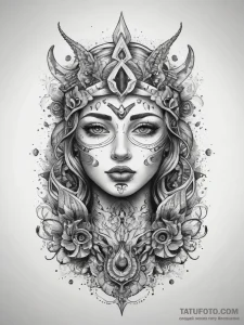 Tattoo sketch holy self, concept art for tatt... - эскиз тату (№1757709163_0, 12.09.2025 20:32) — Tatufoto.com