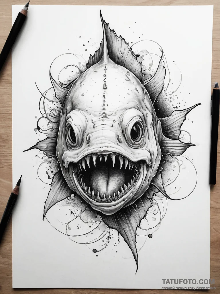 Tattoo sketch anglerfish - эскиз тату (№1757709356_0, 12.09.2025 20:35) — Tatufoto.com