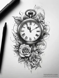 Tattoo sketch watch with a clock — эскиз тату (№1757710130_0, 12.09.2025 20:48) — Tatufoto.com