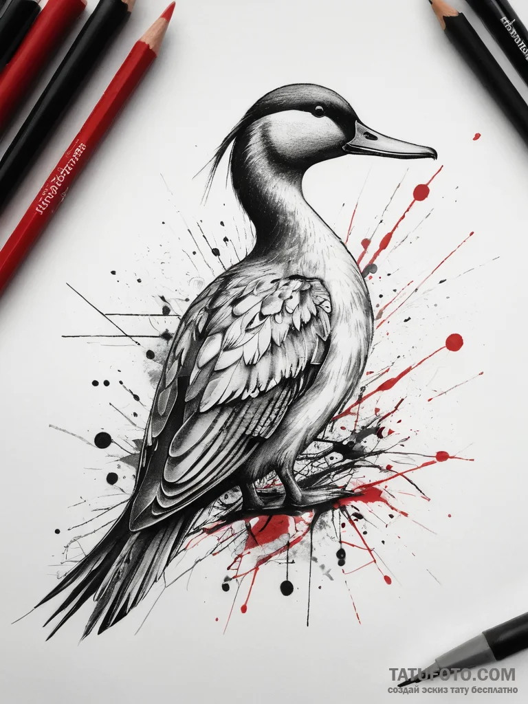 Tattoo sketch pintail, artistic tattoo sketch... - эскиз тату (№1757712100_0, 12.09.2025 21:21) — Tatufoto.com