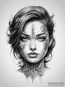 Tattoo sketch face - эскиз тату (№1757717743_0, 12.09.2025 22:55) — Tatufoto.com