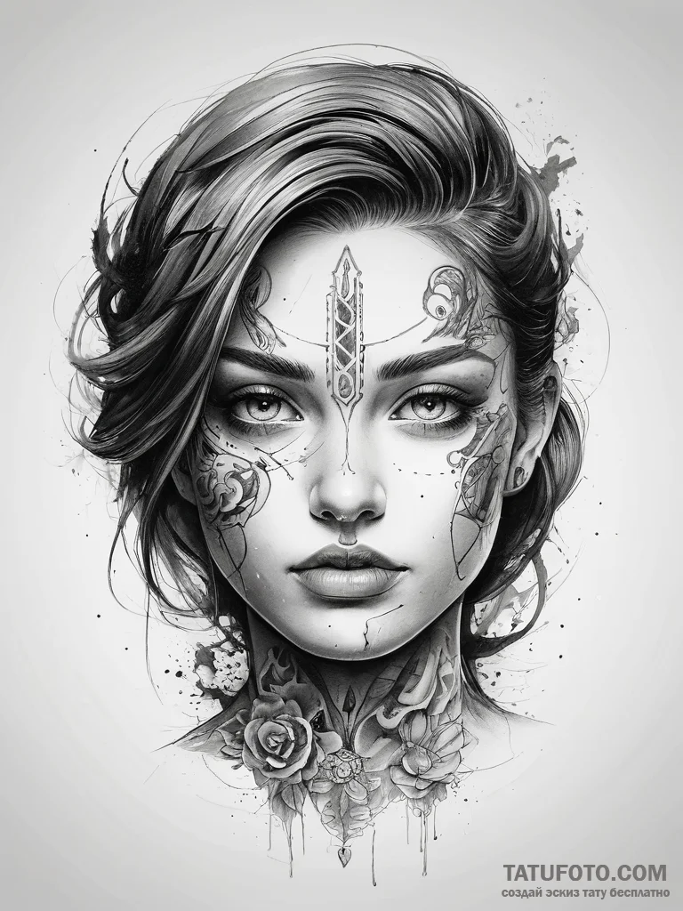 Tattoo sketch face - эскиз тату (№1757717743_0, 12.09.2025 22:55) — Tatufoto.com