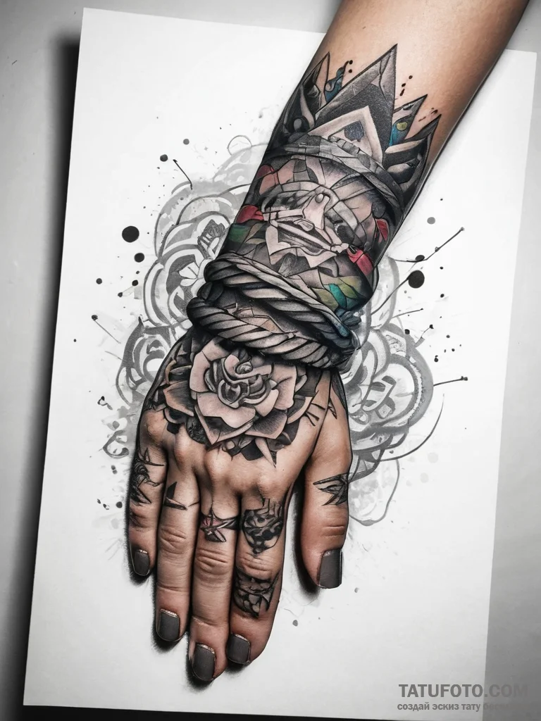 Tattoo sketch hands with a rope, tattoo sketc... - эскиз тату (№1757718325_0, 12.09.2025 23:05) — Tatufoto.com