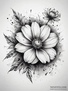 Tattoo sketch cosmos flower, concept art for... - эскиз тату (№1757720871_0, 12.09.2025 23:47) — Tatufoto.com