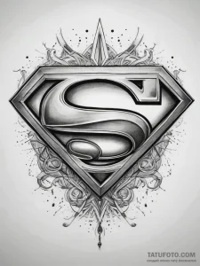 Tattoo sketch superman s-symbol, concept art... - эскиз тату (№1757721068_0, 12.09.2025 23:51) — Tatufoto.com
