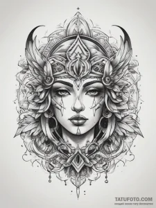 Tattoo sketch blessed spirit, concept art for... - эскиз тату (№1757721456_0, 12.09.2025 23:57) — Tatufoto.com