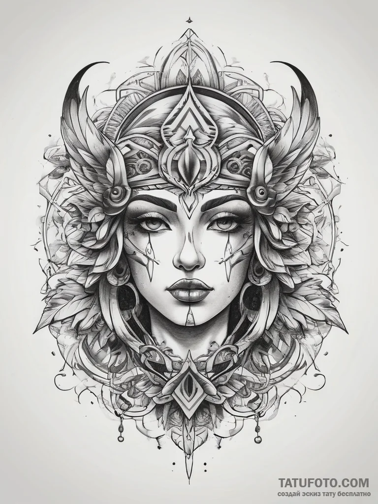Tattoo sketch blessed spirit, concept art for... - эскиз тату (№1757721456_0, 12.09.2025 23:57) — Tatufoto.com